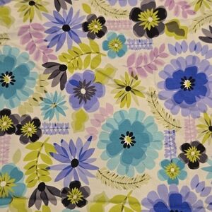 Fabric Blue/Green/Black Shades of Flowers Sewing Quilting Fabric 1 Yard